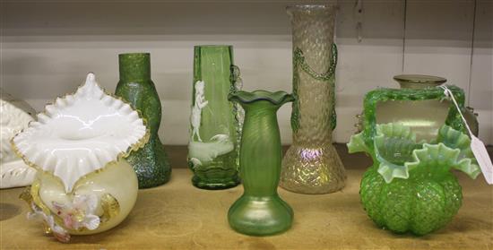 Mary Gregory vase & 6 other 19th & 20th  Century vases